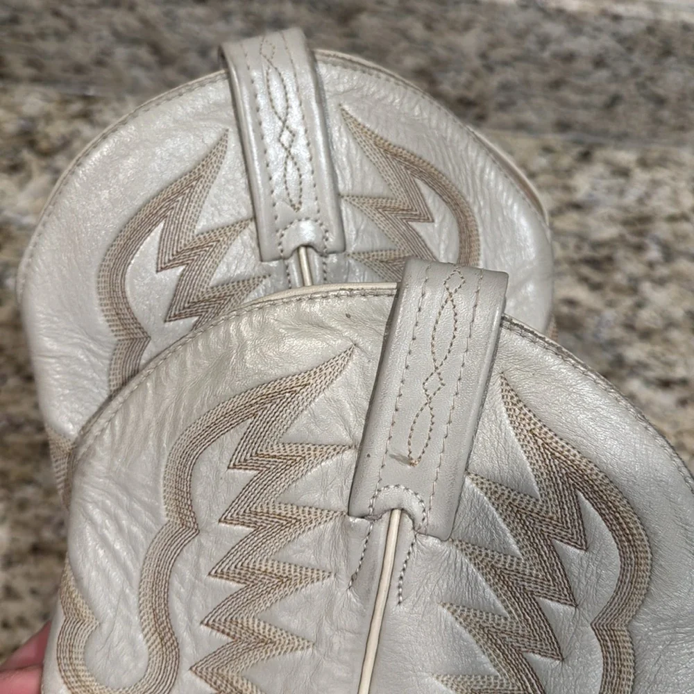Tony Lama Ostrich Size 8 Off White/Beige Boots